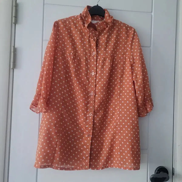 [BUNJANG] Orange Polka Dot Blouse - Size 100 / 주황색 도트 무늬 블라우스100