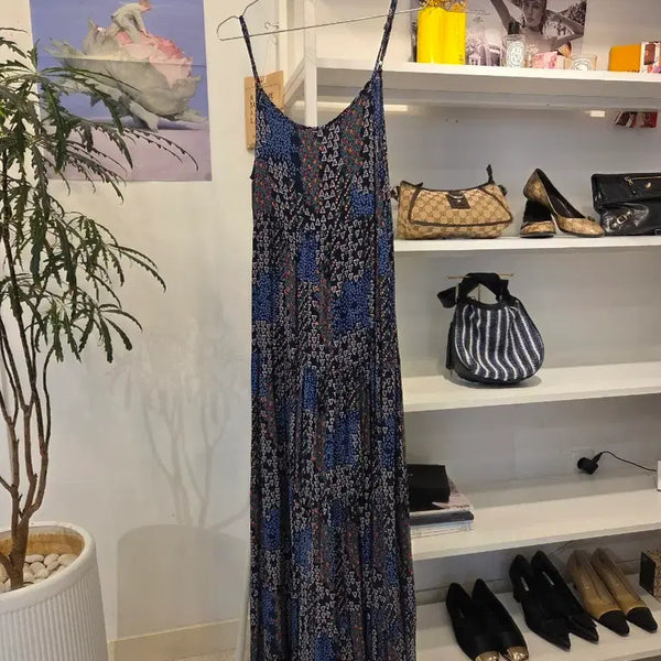 [BUNJANG] Patterned Strap Maxi Dress / 패턴 여신 끈 원피스