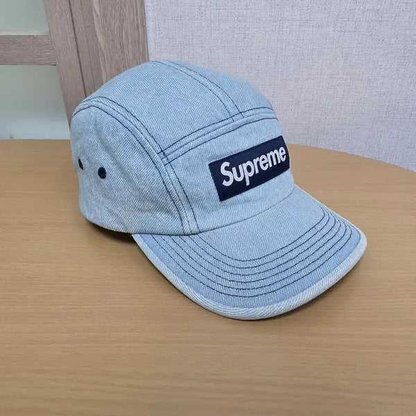 [BUNJANG] Supreme 25SS Denim Box Logo Camp Cap Light Washed Indigo / 슈프림 25SS 데님 박스로고 캠프캡 라이트 워시드 인디고