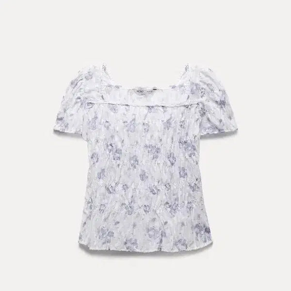 [BUNJANG] MIXXO Flower Puff Sleeve Blouse / 미쏘 플라워  퍼프 블라우스 새상품