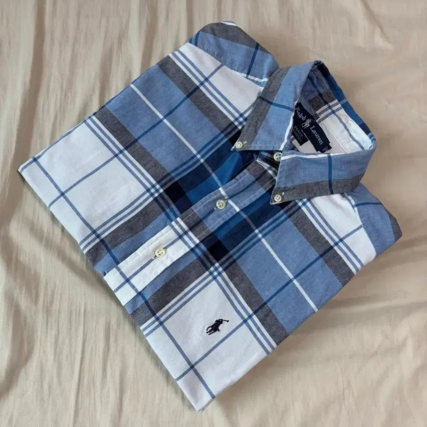 [BUNJANG] Polo Ralph Lauren Blake Check Pattern Short Sleeve Shirt / M) 폴로 랄프로렌 BLAKE 체크 패턴 반팔 셔츠