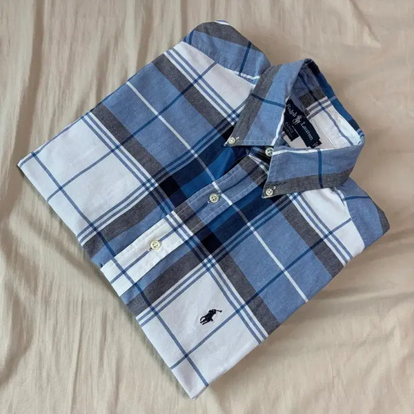 [BUNJANG] Polo Ralph Lauren Blake Check Pattern Short Sleeve Shirt / M) 폴로 랄프로렌 BLAKE 체크 패턴 반팔 셔츠