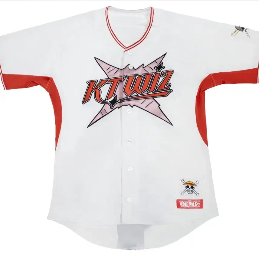 [BUNJANG] KT Wiz x One Piece Luffy Fashion Uniform White Red (Non-Marking Version) Size 100 / KT 위즈 x 원피스 패션 유니폼 루피 화이트 레드 (논 마킹 버전) 100