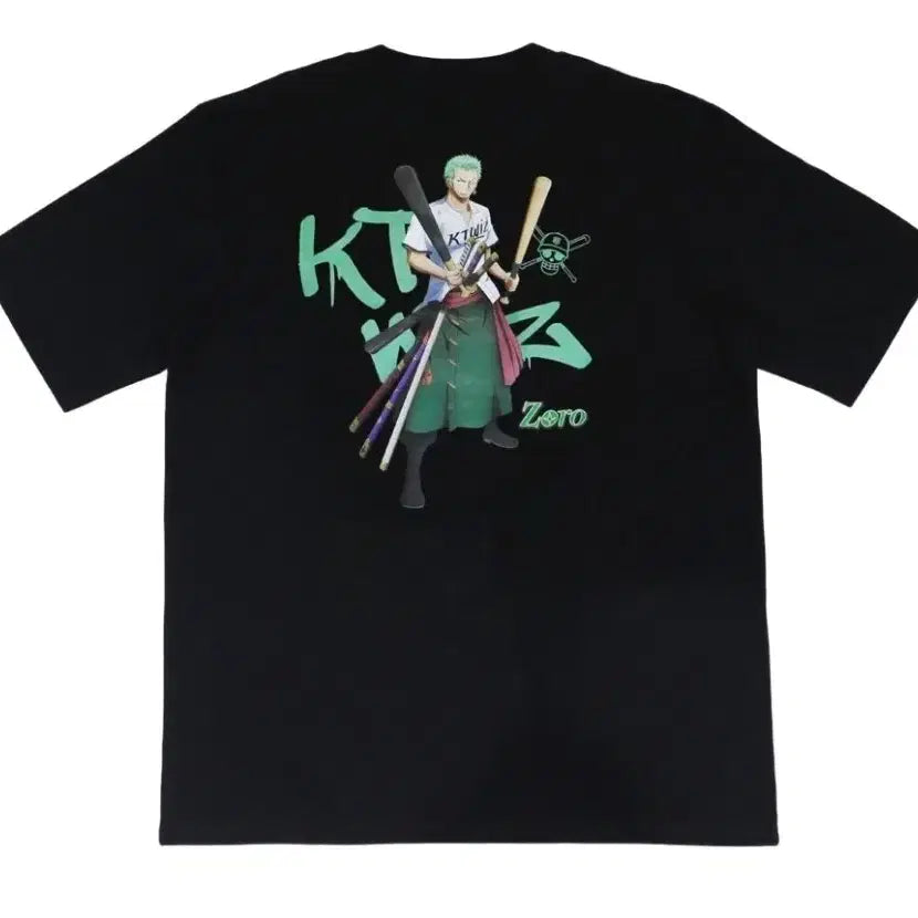 [BUNJANG] KT Wiz x One Piece Zoro Short Sleeve T-Shirt Black / KT 위즈 x 원피스 반팔 티셔츠 조로 블랙