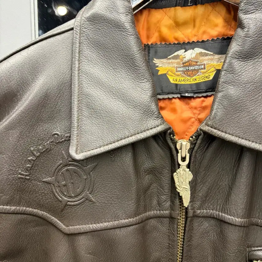 [BUNJANG] Harley-Davidson 90s Vintage Brown Leather Jacket / 할리데이비슨 90s 빈티지 가죽 자켓 브라운
