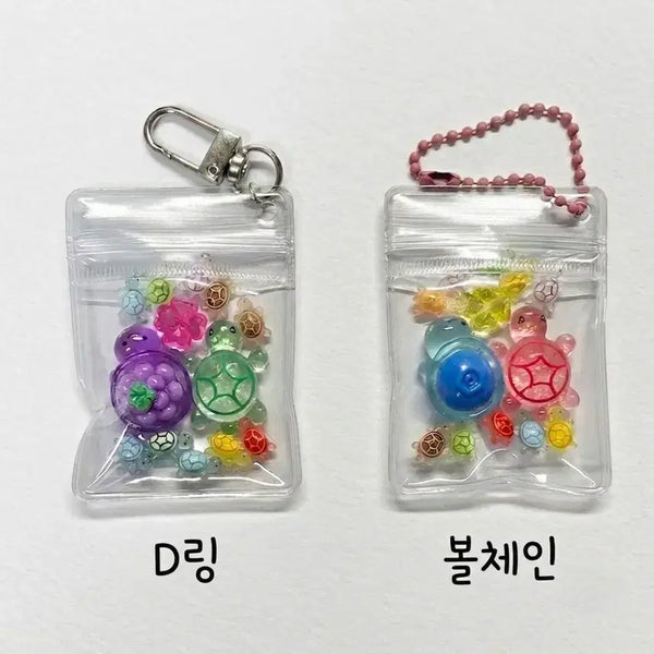[BUNJANG] Lucky Glitter Turtle & Custom Zipper Bag Keychains / 귀여움 치사량! 행운 글리터 거북이 & 커스텀 키링
