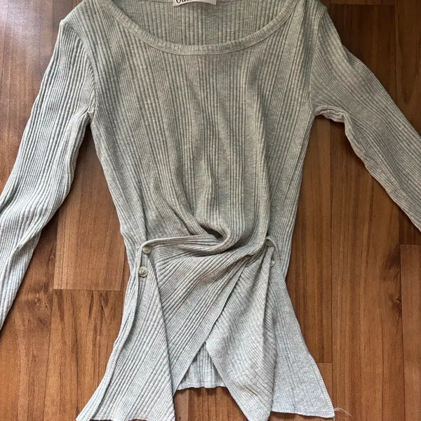 [BUNJANG] Outfit Side Slit Ribbed Knit Top / 아웃핏 옆트임 골지