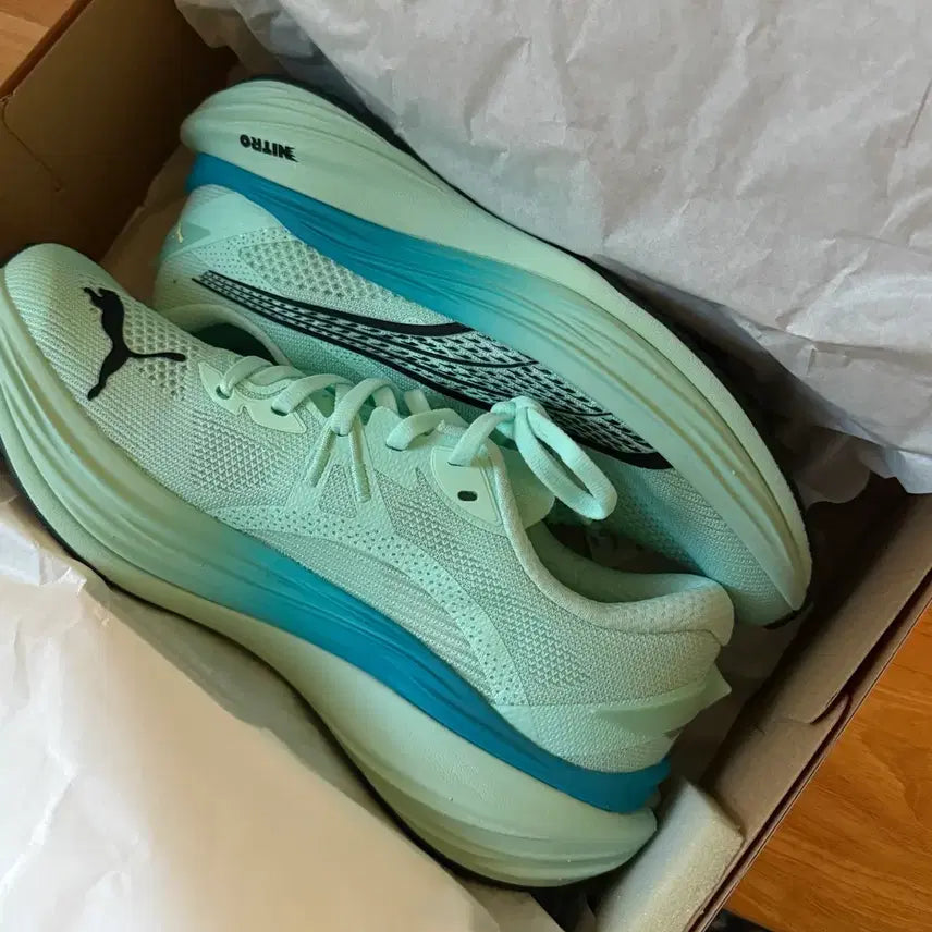 [BUNJANG] Puma Deviate Nitro 3 Mint Speedblue Running Shoes (255mm) - Unsealed New / [미개봉새상품] 푸마 디비에이트 나이트로3 민트 스피드블루 255 팝니다