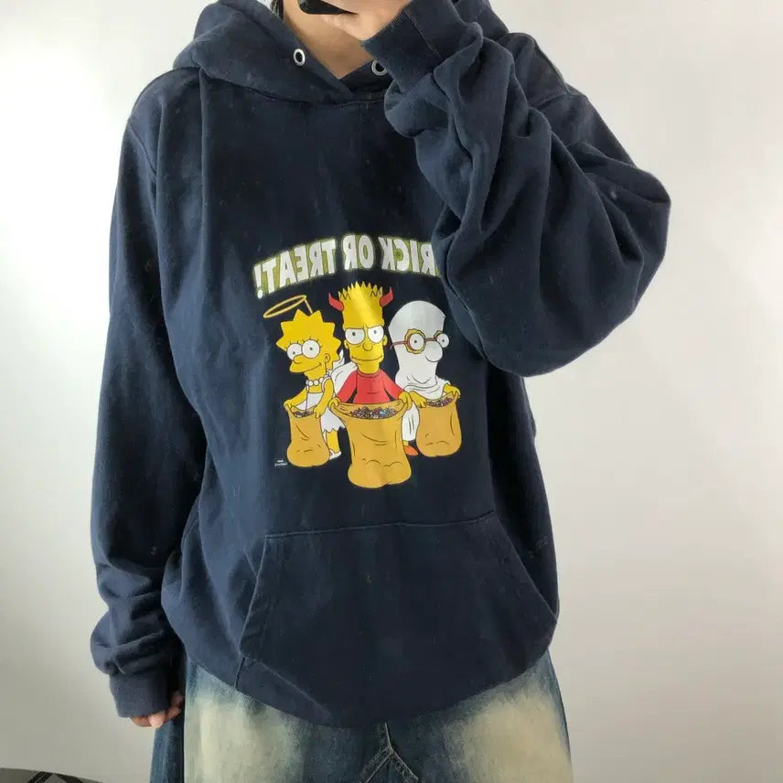 [BUNJANG] ACMEDRABI x Simpsons Navy Hoodie / [2] 아크메드라비 x 심슨 네이비 후드티