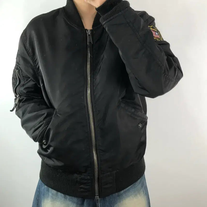 [BUNJANG] Schott Black MA-1 Jacket / [L] Schott 쇼트 블랙 MA-1 자켓