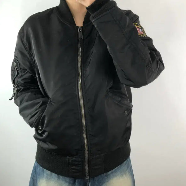 [BUNJANG] Schott Black MA-1 Jacket / [L] Schott 쇼트 블랙 MA-1 자켓