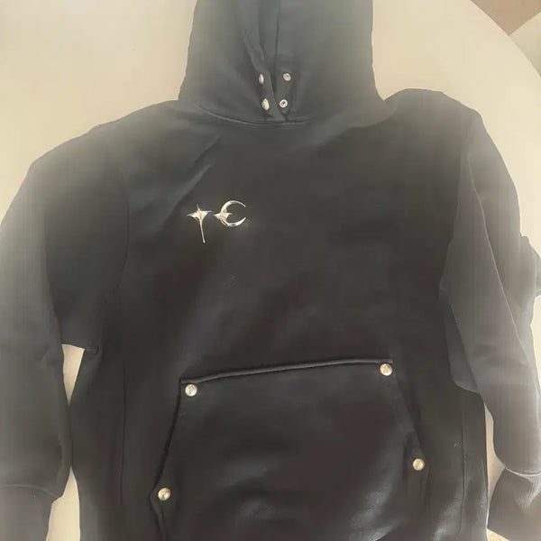 [BUNJANG] THUG CLUB Logo Pocket Hoodie Black / 떠그클럽 후드티