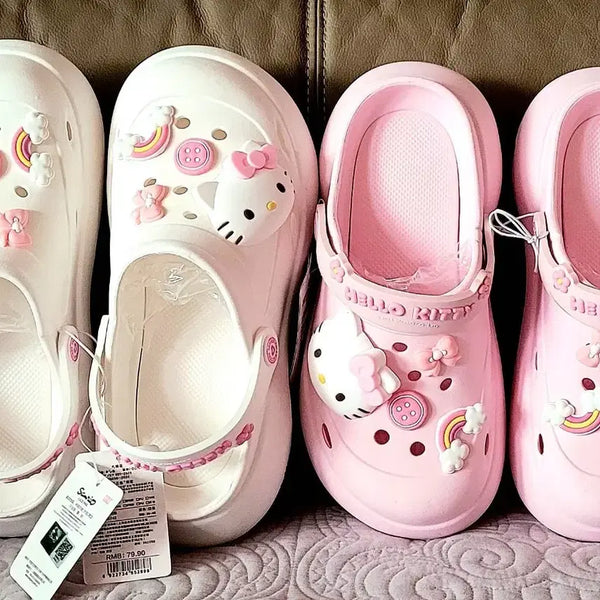 [BUNJANG] Sanrio Hello Kitty Platform Sandals / 산리오 정품 헬로키티 크록스st 통굽샌들 2종(새상품)