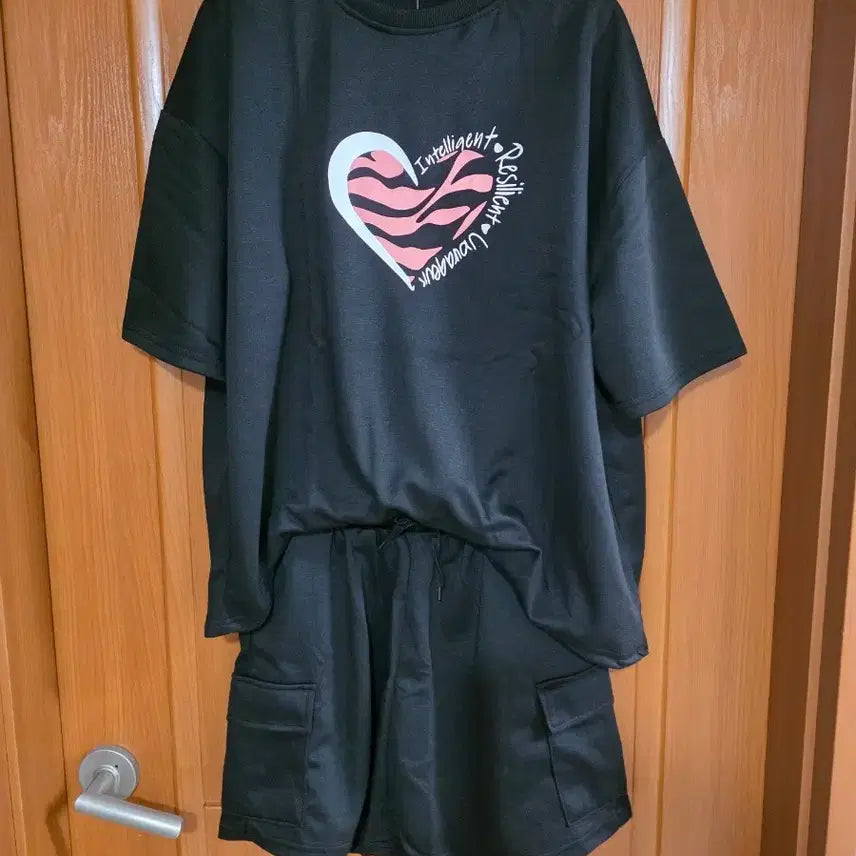 [BUNJANG] Heart Cargo Shorts Set / (새상품) 하트 카고 반바지 세트(큰 사이즈분들도 가능)
