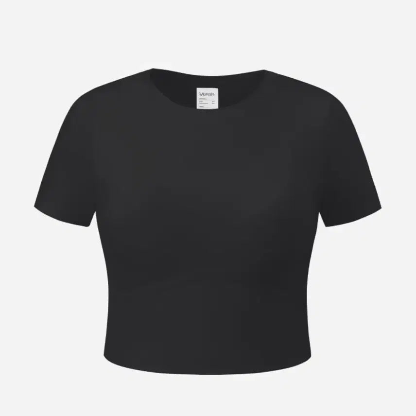 [BUNJANG] Verish Moveblox Round Neck Short Sleeve Crop Bra Top - Black / 베리시 무브럭스 브라탑 라운드넥 숏슬리브 L 블랙