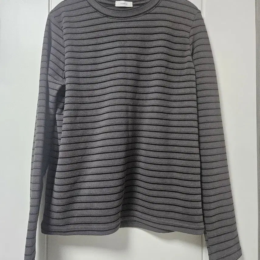 [BUNJANG] Pigment Dyed Brown Stripe Winter Long Sleeve T-Shirt / 피그먼트 고동색 갈색 스트라이프 겨울 긴팔 티셔츠