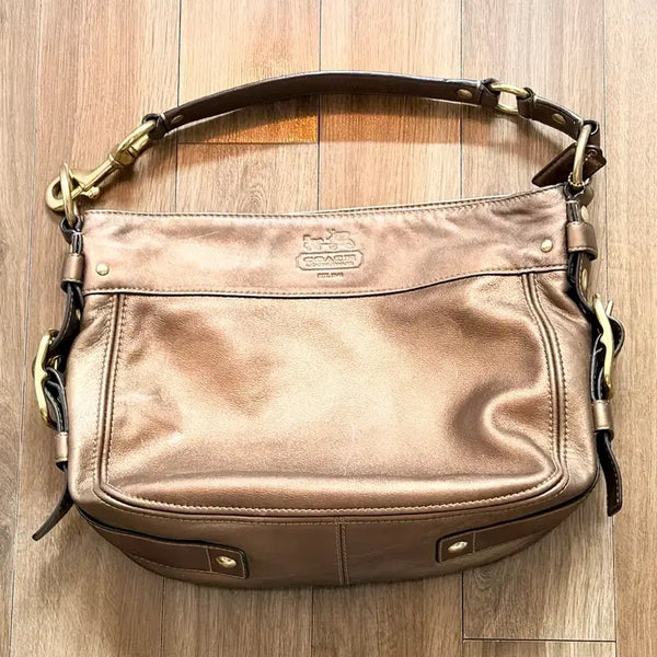 [BUNJANG] Coach Leather Shoulder Bag Bronze / 코치 가죽 숄더백 브론즈
