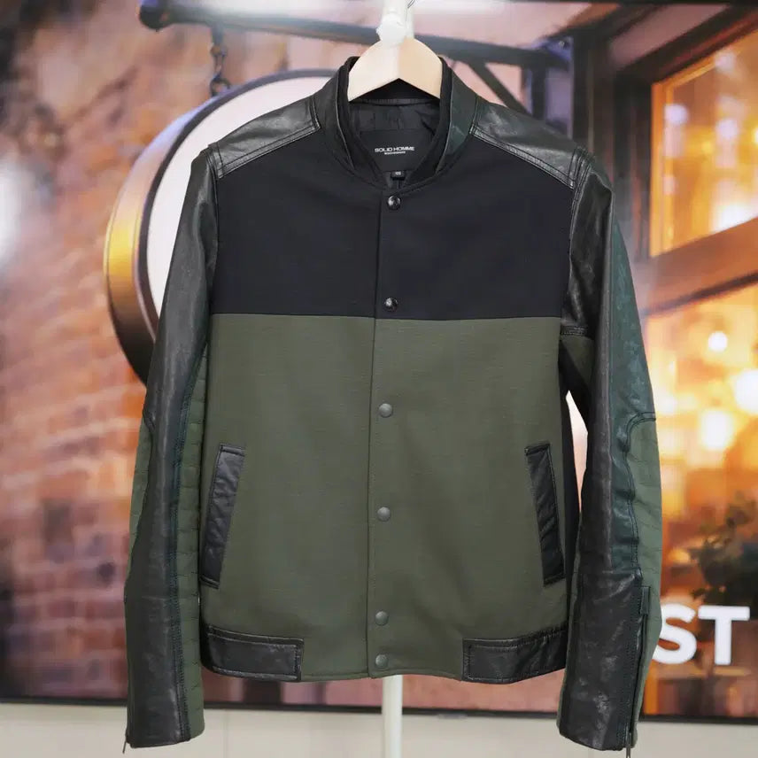 [BUNJANG] Solid Homme 100% Lambskin Sleeve Stadium Jacket / 솔리드옴므 양가죽 스타디움 자켓 100