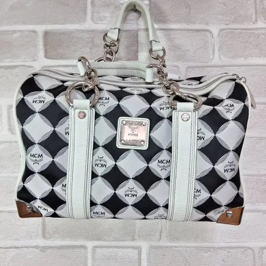 [BUNJANG] MCM Check Pattern Boston Tote Bag / MCM 정품 체크패턴 보스턴 토트백