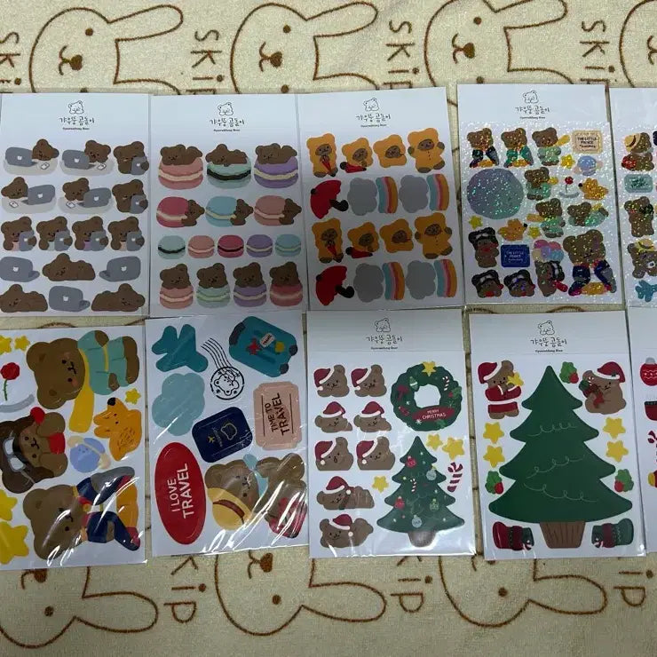 [BUNJANG] Gyaudung Bear Seal Sticker Bundle Set (12 pcs) / 갸우뚱 곰돌이 씰스티커 일괄 판매합니다