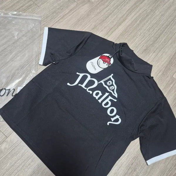 [BUNJANG] Malbon Women's Golf Half-Neck T-Shirt Black / 새상품)말본여성골프티셔츠 말본반목골프티