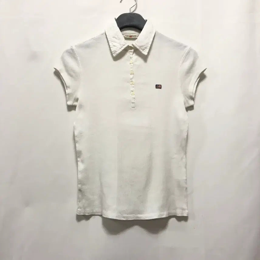 [BUNJANG] Polo Jeans Ralph Lauren White Ribbed Women's Short Sleeve Polo Shirt (Size S) / 폴로진스 랄프로렌 화이트 골지 여성 반팔 카라티(S사이즈)