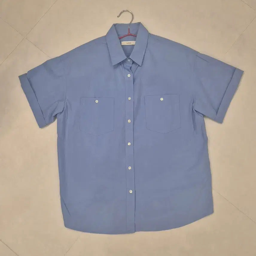 [BUNJANG] Lemoir Oversized Cotton Short-Sleeve Shirt - Blue / 르모어 Lemoir 오버핏 바스락 반팔 셔츠 블루