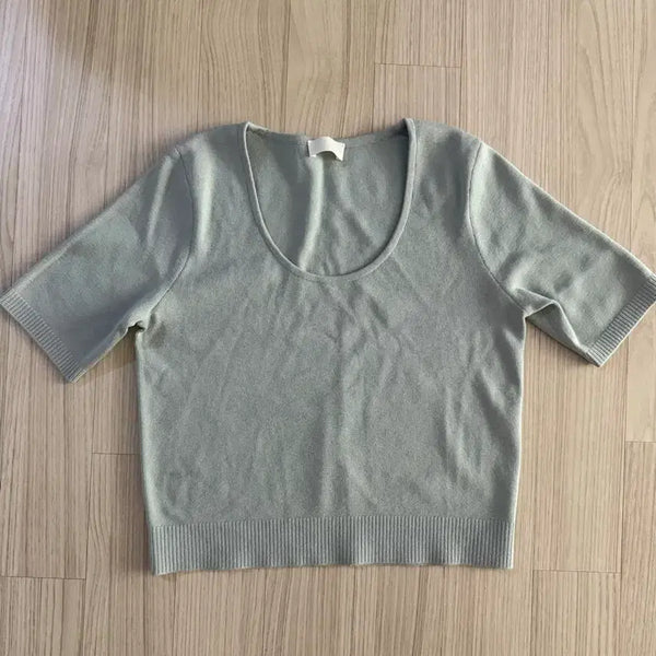 [BUNJANG] Ore Scoop Neck Half Sleeve Knit / Ore 오어 스쿱넥 하프 슬리브 니트 새상품