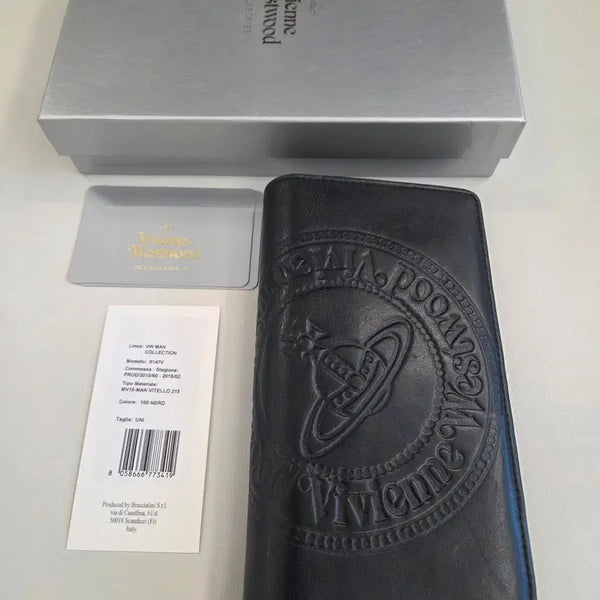 [BUNJANG] Vivienne Westwood Black Embossed Long Wallet / [비비안웨스트우드]블랙 엠보 장지갑