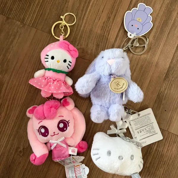 [BUNJANG] HatchiP, Hello Kitty, Noble Rabbit Keyring Plush Bundle Set / 키링인형3개 일괄판매(하츄핑/헬로키티/노블래빗)