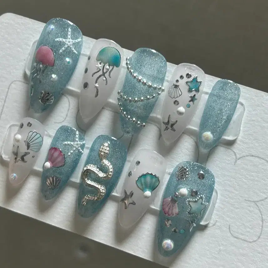 [BUNJANG] Handmade Mermaid Magnetic Nail Tips / 머메이드 자석 수제 네일팁