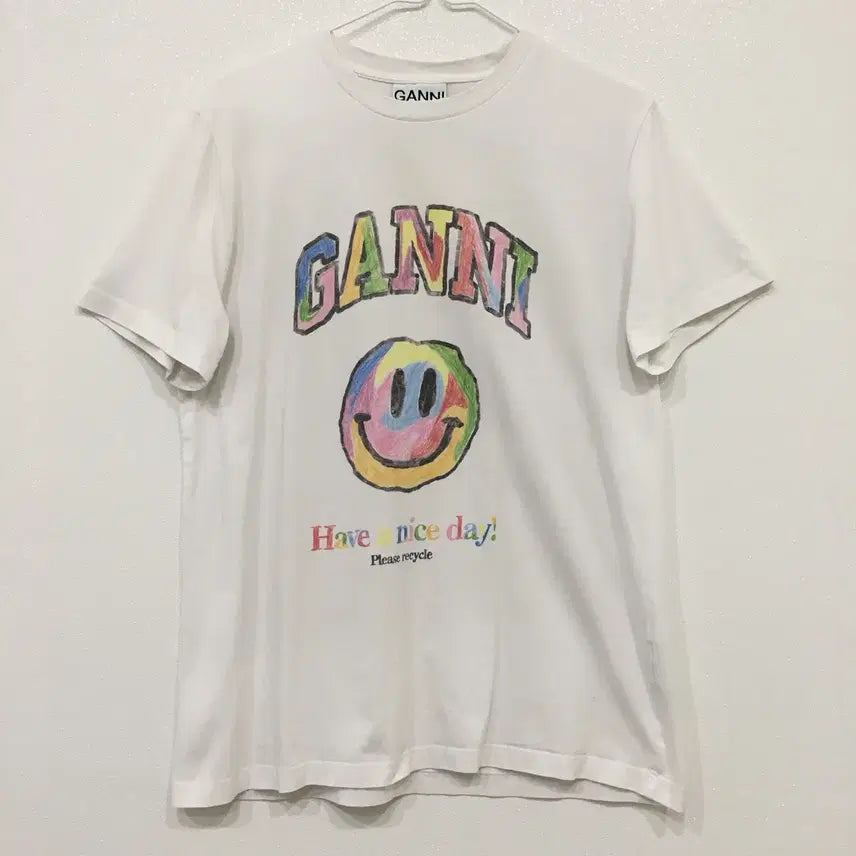 [BUNJANG] GANNI Rainbow Smile Short Sleeve T-Shirt XS / GANNI 가니 레인보우 스마일 반팔 티셔츠 xs