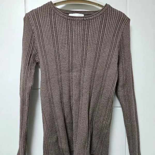 [BUNJANG] Pigment Dark Brown Long Sleeve Knit T-Shirt / 피그먼트 고동색 갈색 두꺼운 가을 겨울용 긴팔 니트 티셔츠