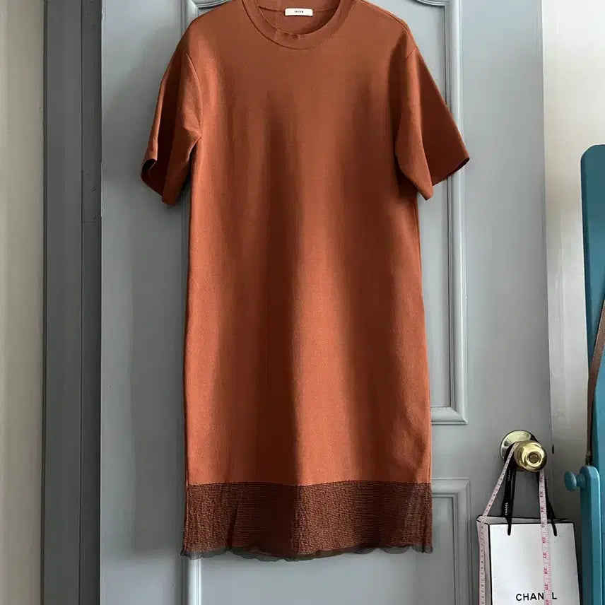 [BUNJANG] System Brick Red Long Dress with See-Through Detail / SYSTEM 시스템 원피스 호칭 90-100-165 사이즈