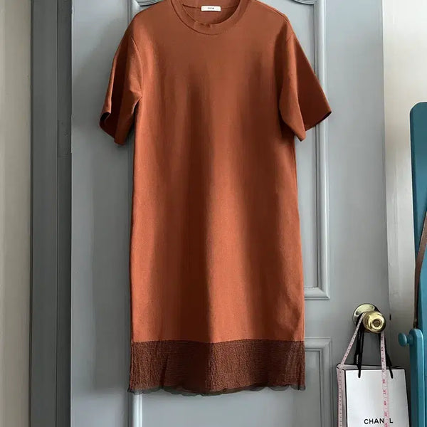 [BUNJANG] System Brick Red Long Dress with See-Through Detail / SYSTEM 시스템 원피스 호칭 90-100-165 사이즈