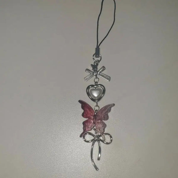[BUNJANG] Butterfly Heart Ribbon Keychain / 나비 하트 리본 키링