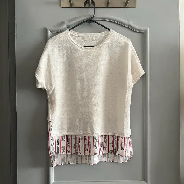 [BUNJANG] SJSJ Women's Knit & Chiffon Blouse Top - Size 90 / SJSJ 블라우스 탑 F 90사이즈