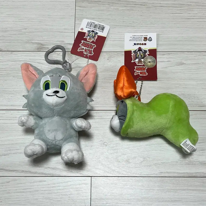 [BUNJANG] Tom and Jerry Tom Plush Keychain Bundle Set / 톰과제리 톰 인형 키링 2개 일괄 (베이비 톰 & 애벌레 리본 톰)