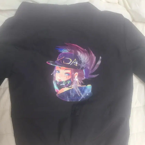 [BUNJANG] KDA Akali Illustration Black Jacket / KDA 아칼리 일러스트 블랙 자켓