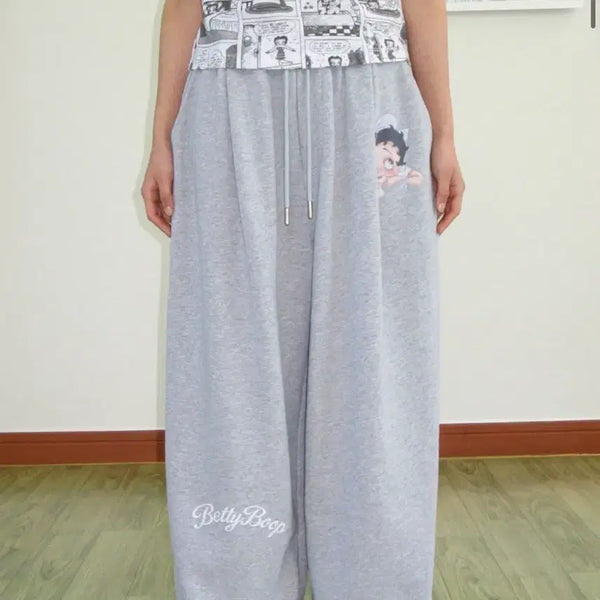 [BUNJANG] Ronron Betty Boop Jogger Pants - Grey / 론론 ronron 베티붑 조거 팬츠 그레이