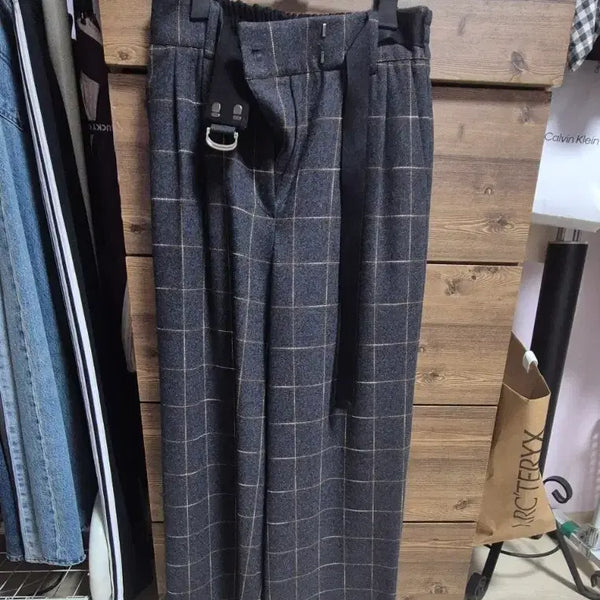 [BUNJANG] LUCKY CHOUETTE Check Pattern Slacks (Belt Included) / 럭키슈에뜨 체크 슬렉스