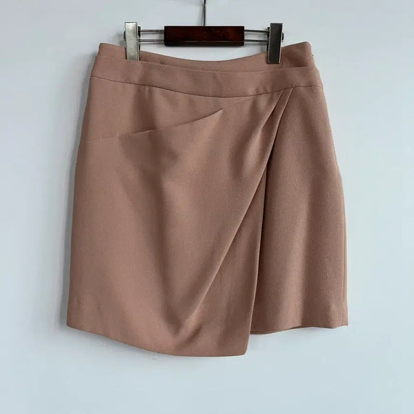 [BUNJANG] Jigott Shirring Wrap Mini Skirt Beige / 지고트 셔링 랩  미니 스커트 70-90 베이지 -030