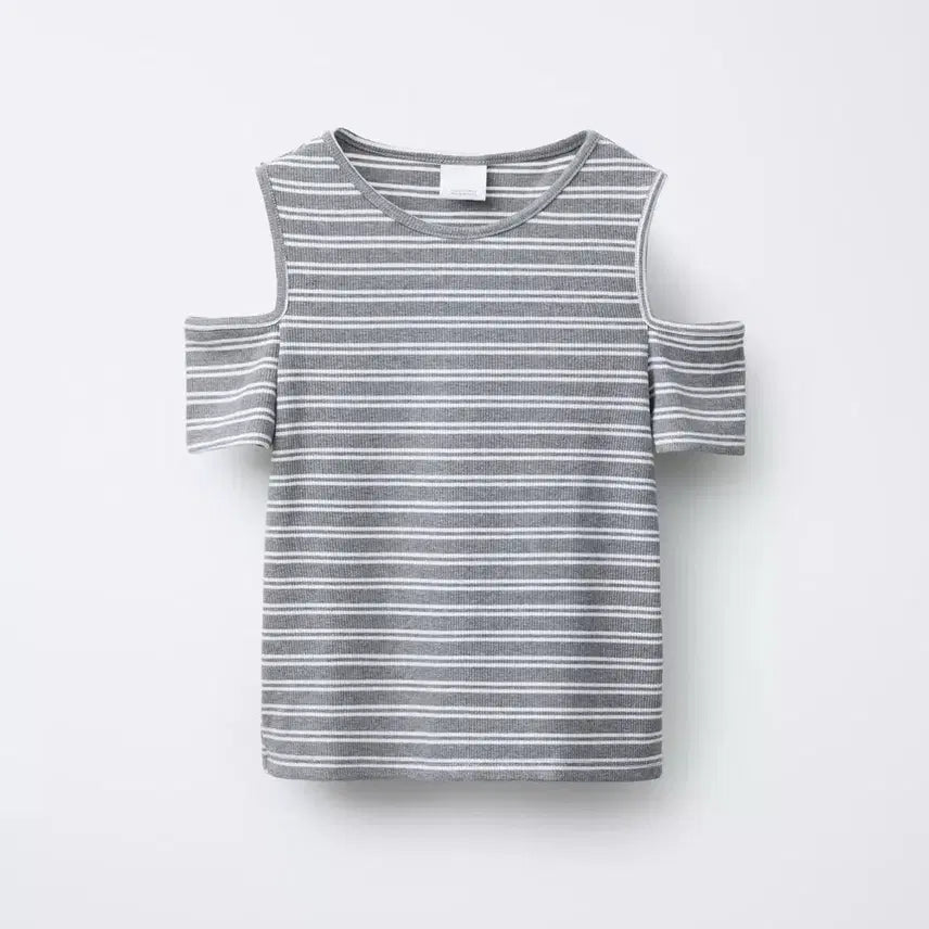 [BUNJANG] Zara Striped Off-Shoulder Short Sleeve Top / 자라 zara 스트라이프 오프숄더 반팔티