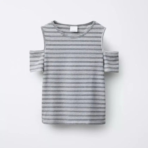 [BUNJANG] Zara Striped Off-Shoulder Short Sleeve Top / 자라 zara 스트라이프 오프숄더 반팔티