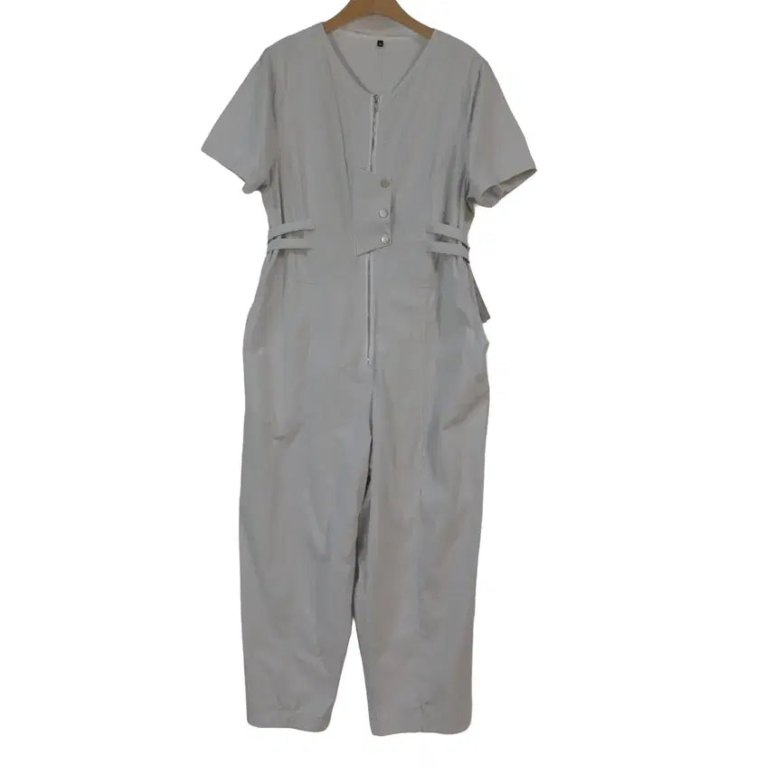[BUNJANG] Gray Short-Sleeve Jumpsuit Wide Silhouette M Size / 그레이 반팔 점프수트 M 와이드 점프슈트 오버롤