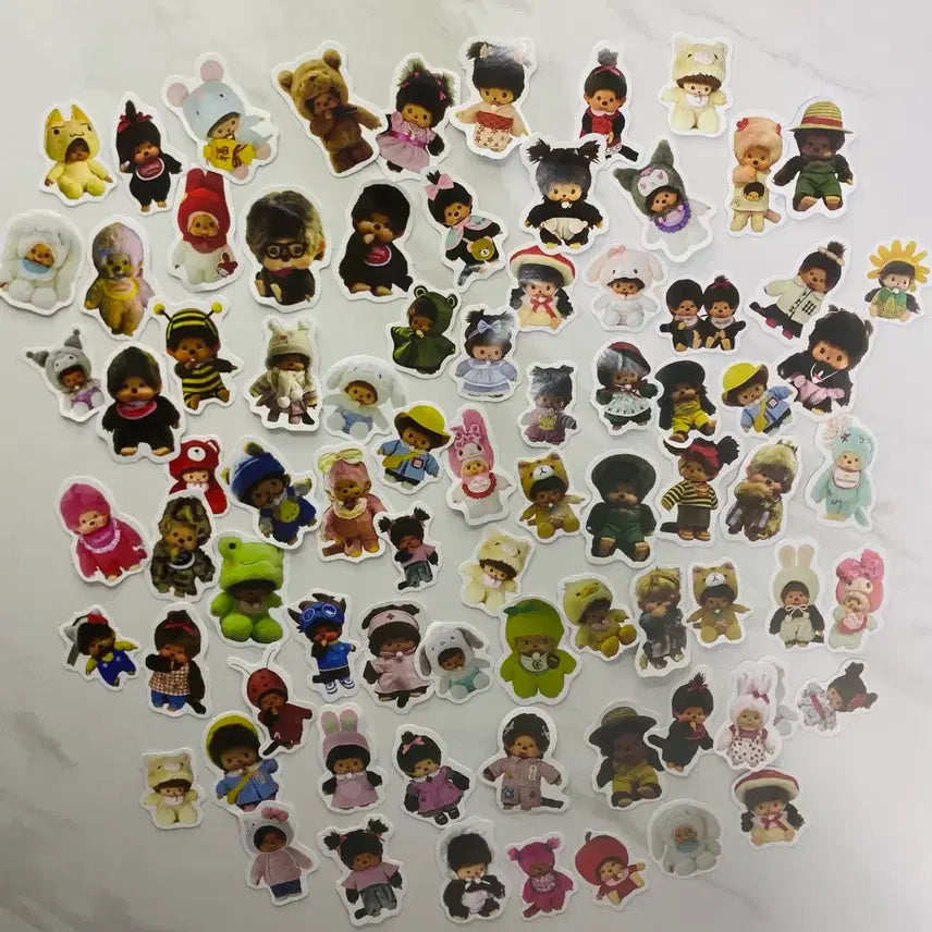 [BUNJANG] Monchhichi Sticker Set (80 Sheets) / 몬치치 스티커 80장 다꾸 노트북스티커 캐리어 스티커