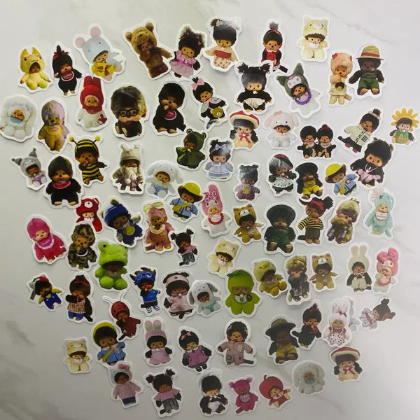 [BUNJANG] Monchhichi Sticker Set (80 Sheets) / 몬치치 스티커 80장 다꾸 노트북스티커 캐리어 스티커
