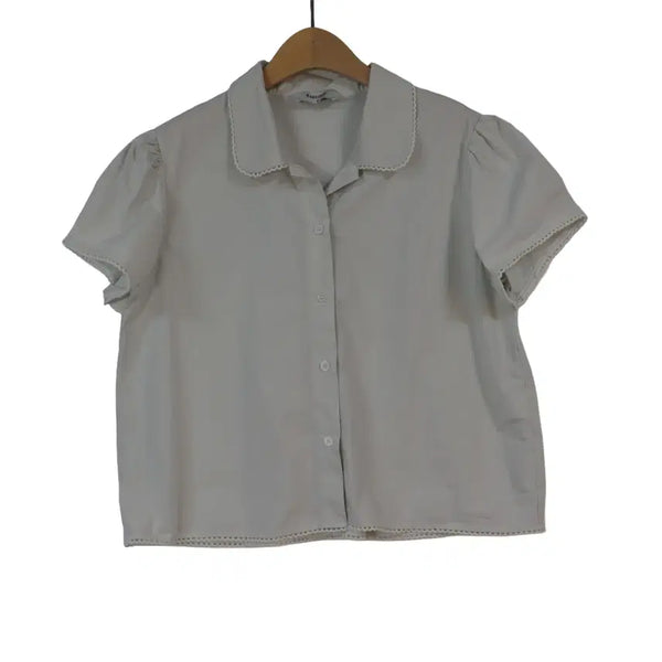 [BUNJANG] 8seconds Puff Short Sleeve Blouse Ivory M / 8seconds 에잇세컨즈 퍼프 반팔 블라우스 M 아이보리 셔츠