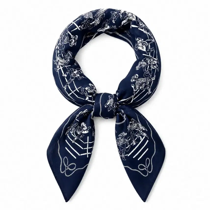 [BUNJANG] Rodeo Night Piece Navy/White Cotton Square Scarf / [신상] 네이비 로데오 반다나