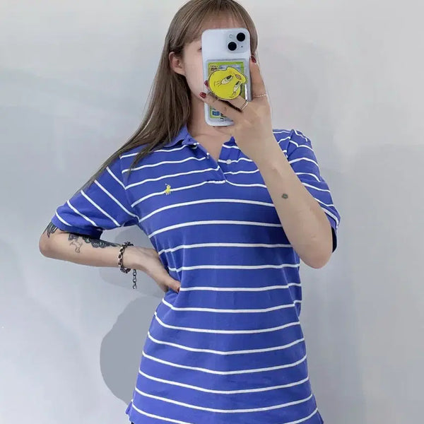 [BUNJANG] Polo Ralph Lauren Striped Short Sleeve Polo Shirt / 폴로랄프로렌 스트라이프 반팔 카라티